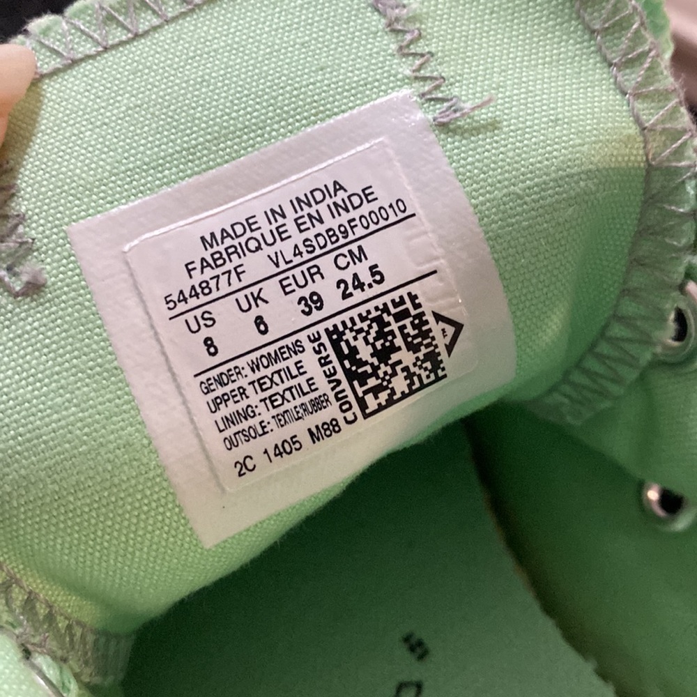 Light Gray and Mint Double Tongue Converse - Picture 6 of 7